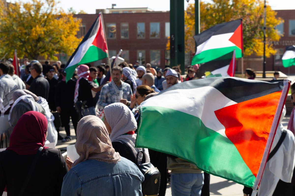 A protest in support of Palestine is held at Old Town Square. The protest took place Oct. 22 and began at 2 p.m.