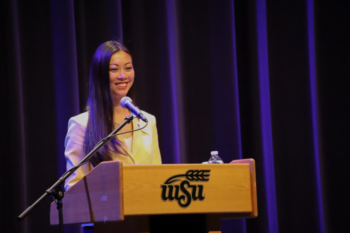 Lily Wu at the mayoral forum hosted at Wichita State on Oct. 18 (File photo).