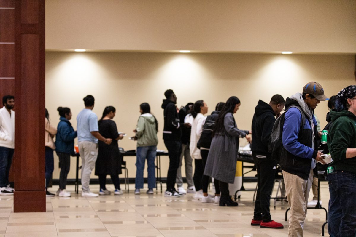 Students wait in line at the Culture Cuisine event on Nov. 1. The event was a part of Student Government Associations Diversity Week.
