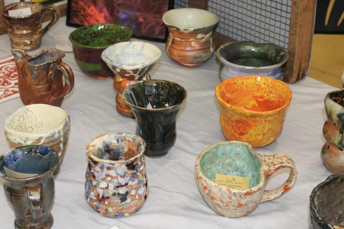 Ceramics by Wyatt Pankratz sell at Art Market in Rhatigan Student Center. 