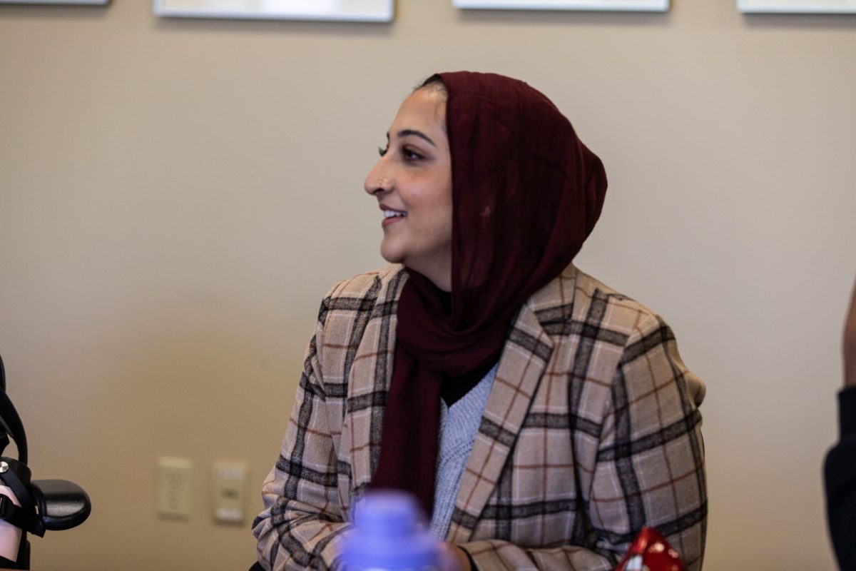 Senior Emaan Syed answers a question on Chinese culture during a game of Tradition Jeopardy. The game and event was a part of Student Government Associations annual Diversity Week.