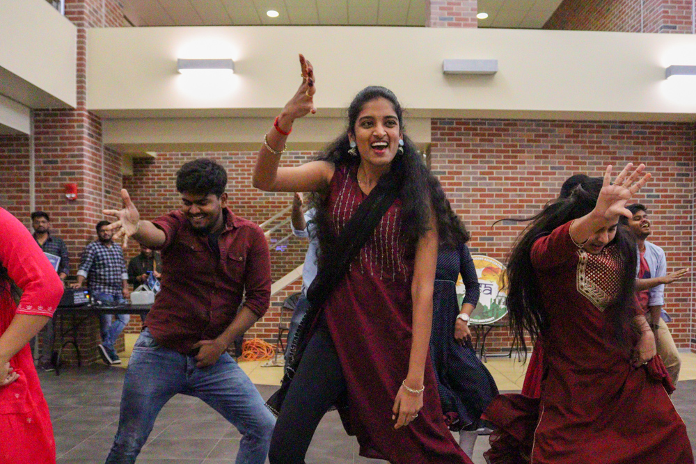 Sudhireddy Tiwari Chowdary, a member of the Indian Student Association at WSU, dances with the organization on Nov. 8.