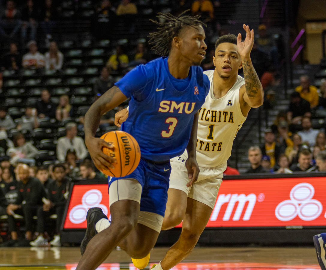 Xavier Bell plays defense during the game on Jan. 28. against Southern Methodist University. Bell scored nine points in the game.