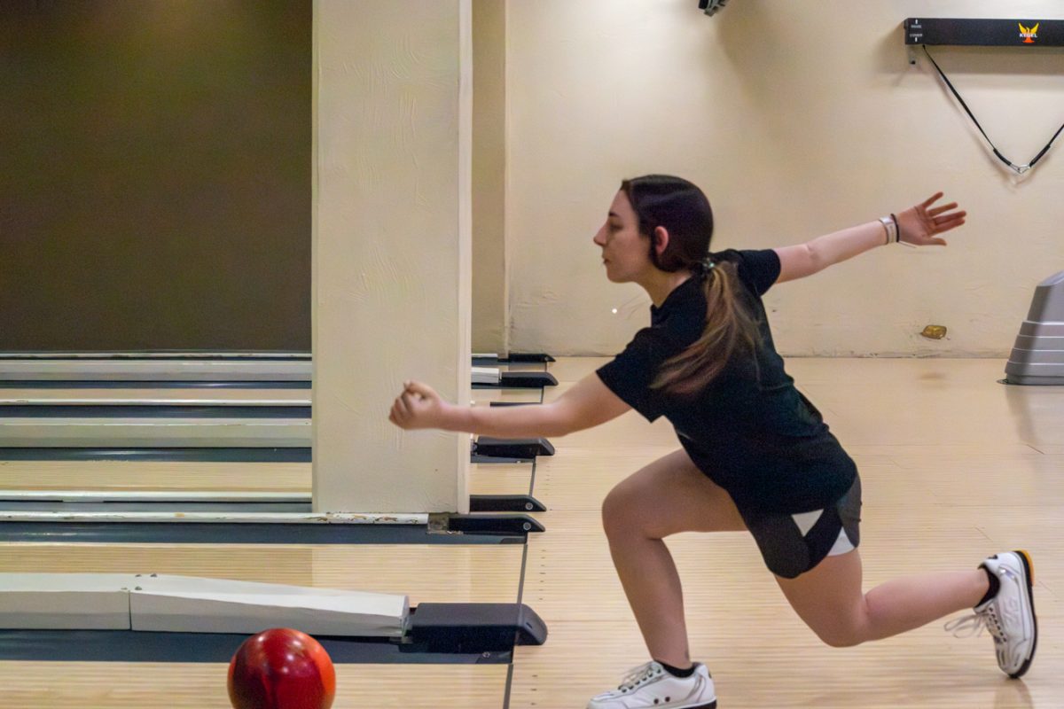 Aleesha Oden, a freshman at WSU, practices with the Wichita State womens bowling team. Oden led tryouts earlier in the season and is the only left handed bowler on the womens team.