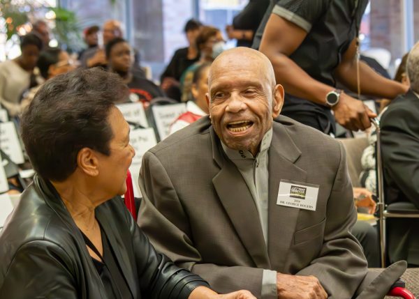George Rogers talks to a guest during the Black Educator Hall of Fame event at RSC on Feb. 24.
