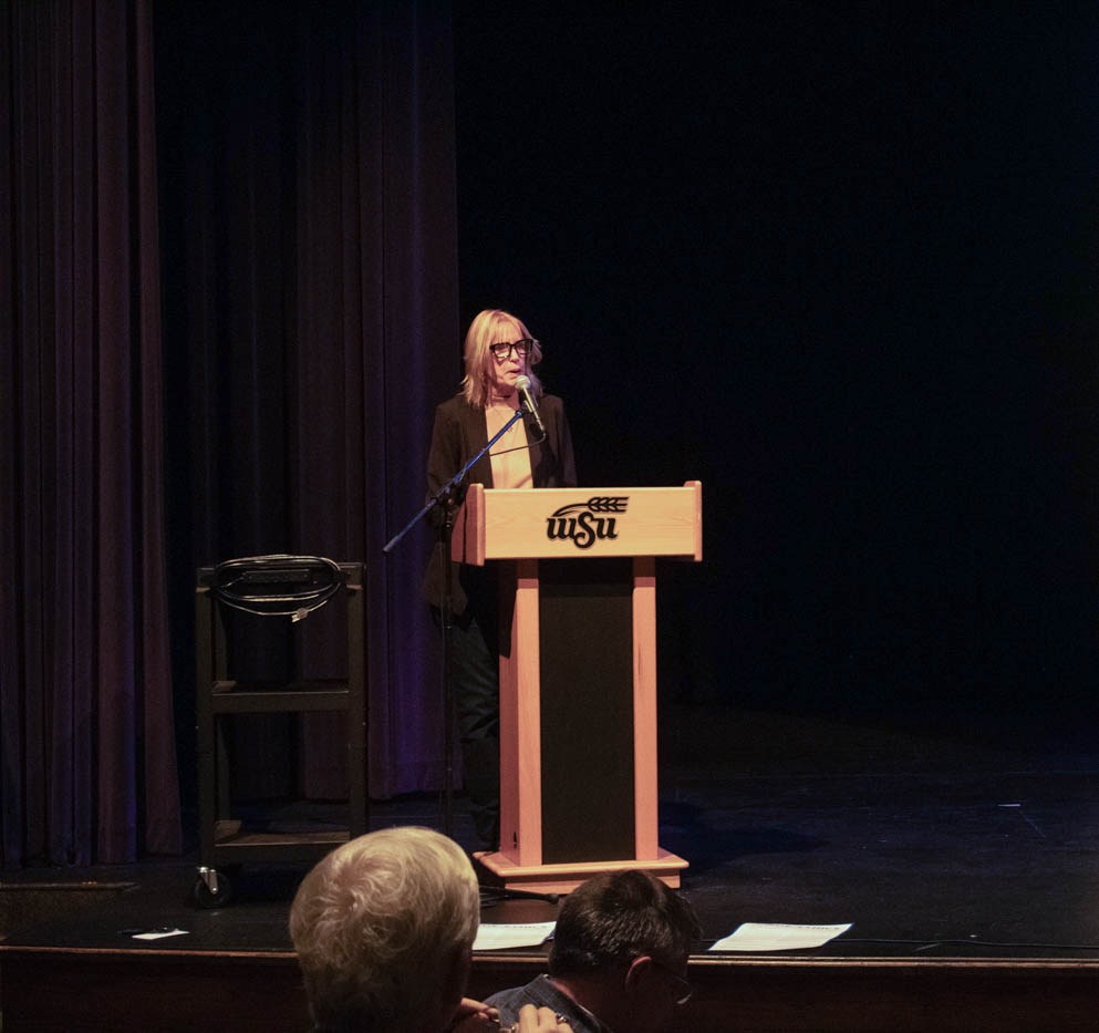 At the beginning of the event held at the CAC theatre on campus everyone involved with the making of the documentary Unwarrented were introduced.