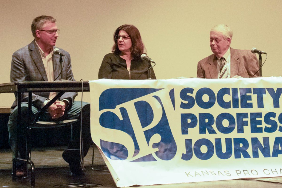 Documentary producers Travis Heying and Jaime Green, along with Eric Meyer, son of Joan and owner of the Marion County Record, served on a panel about creating a documentary over the Marion County Record raid and Joan Meyers death.