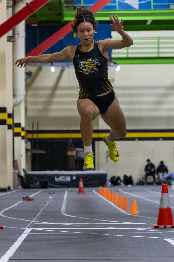 Freshman Sonya Haylor does her first jump in the triple jump on Jan. 26 at the Wilson Invitational. Haylor placed fifth overall.