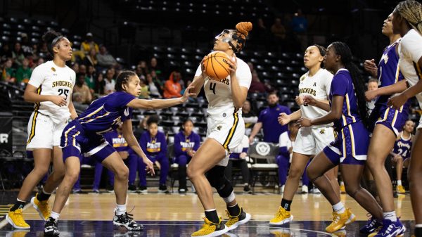 Redshirt sophomore Jayla Murray attempts to put back a rebound against East Carolina on Feb 4.