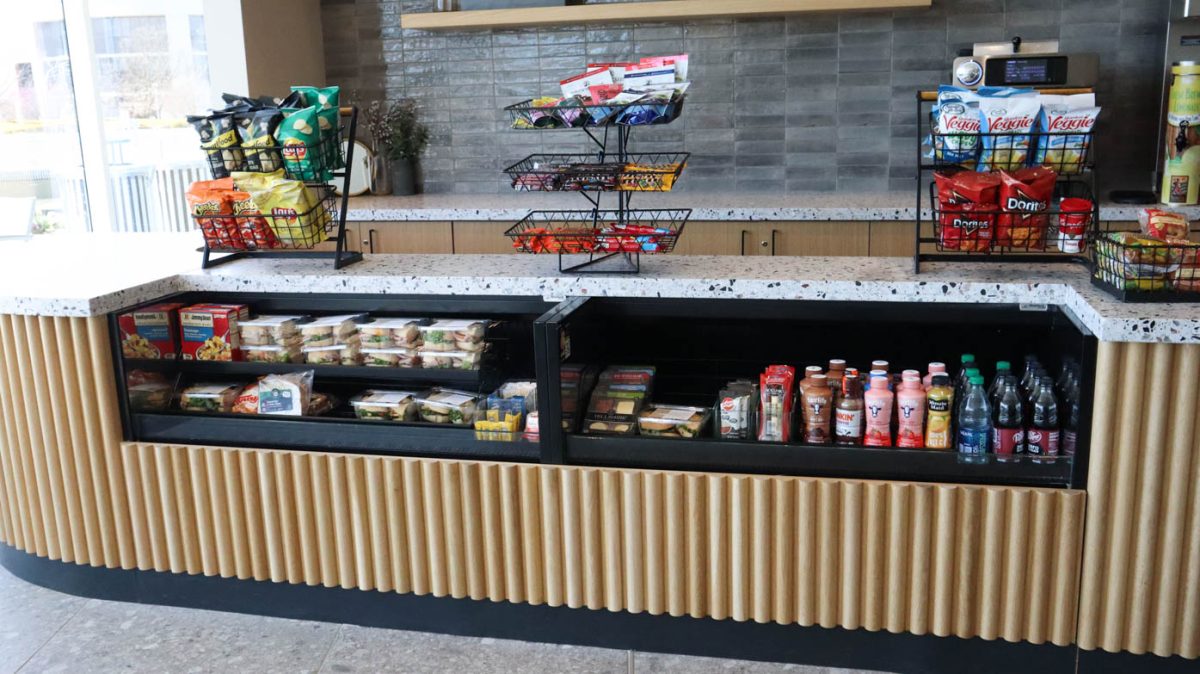 Food display at Cargill Cafe inside Woolsey Hall. Earlier this semester, WSU dining services introduced an exchange program for residents in The Suites and The Flats where students can choose three items for breakfast and three items for lunch from Cargill Cafe.