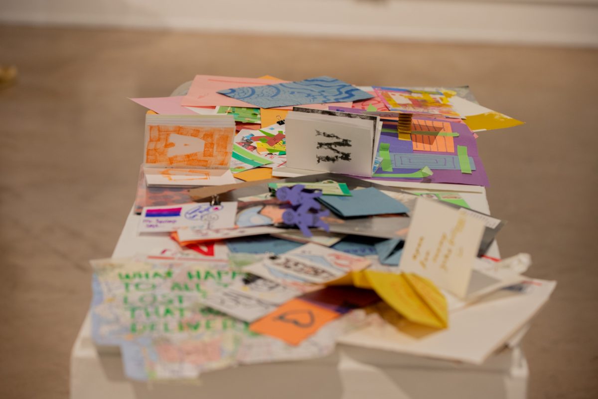 Mail exchnaged between Arzu Ozkal and Irma Puškarević, an assistant graphic design professor, exhibited at “SanDiego/Wichita Mail Art/Design/Play”— a collaborative exhibition between the two.