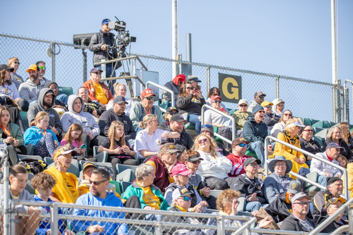 The crowd at the Wichita State softball game against Florida Atlantic in Wilkins Stadium on March 10.