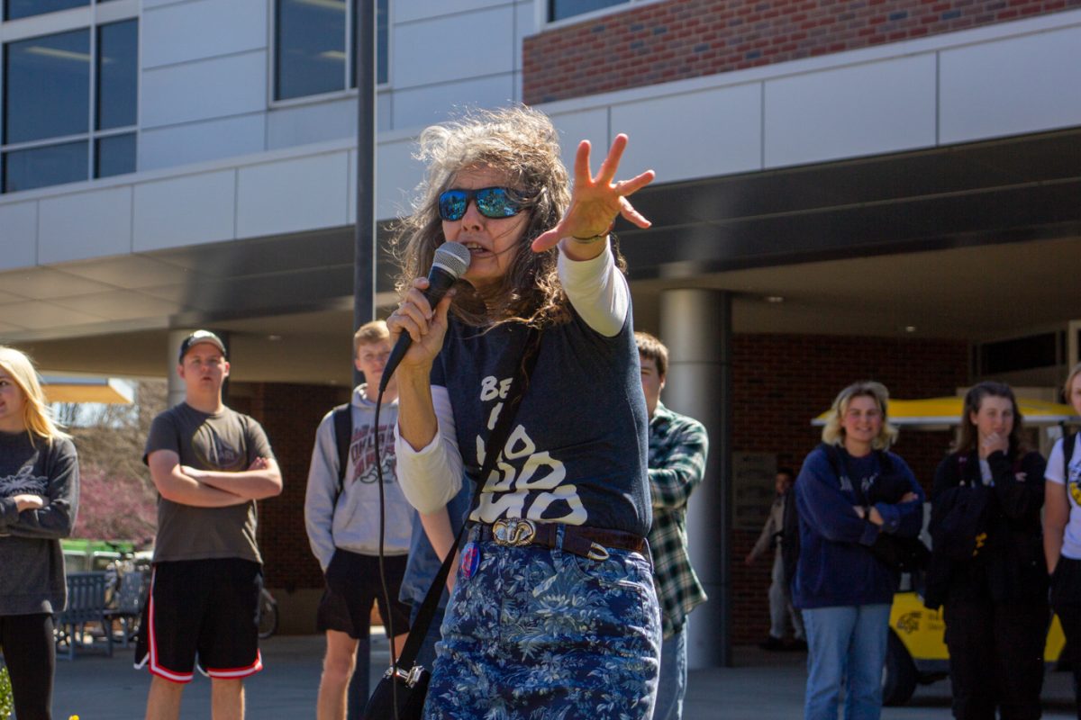 TikTok sensation Sister Cindy visited campus on Tuesday, Wednesday and Thursday to share her views on Christianity, the Bible and indecency. She passed out Ho No Mo pins to students who asked Bible related questions.