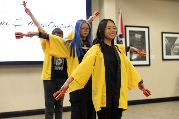 Members of Asian Student Conference Dance perform traditional Yosakoi Dance at the annual Japan Festival. The event was held in the RSC on April 26 and featured traditional Japanese dance and an assortment of hands-on activities.