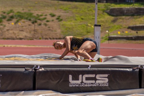 Destiny Masters laughs after a high jump of 1.76 meters on March 30, 2024. (File photo)
