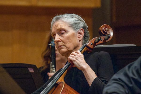 Susan Mayo plays Appalachian Spring with the WSU Faculty Chamber on April 20. Mayo is a part of the Kansas musical communuty and active as a cellist, composer and community arts organizer.