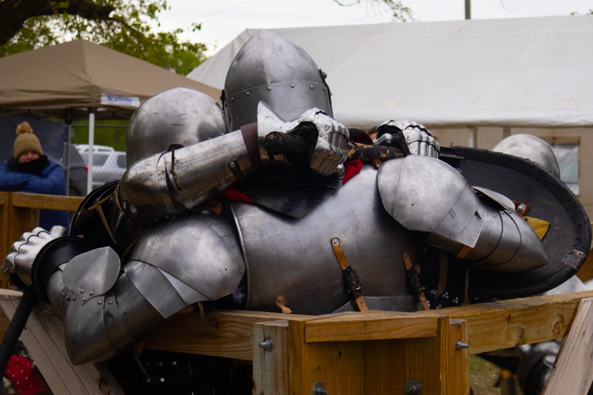 The OKC Armored Combat finishes their last knight fight of the day at the Great Plains Renaissance Festival.