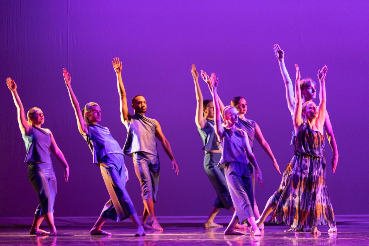 Students perform A Pale Blue Dot choreographed by Sabrina Vasquez in collaboration with the dancers of the Wichita Contemporary Dance Theatre on April 25. 