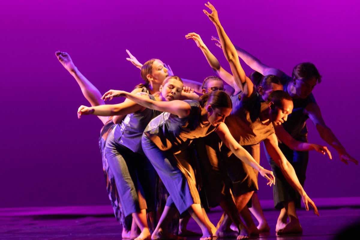 Students perform A Pale Blue Dot choreographed by Sabrina Vasquez in collaboration with the dancers at the Wichita Contemporary Dance Theatre on April 25. 