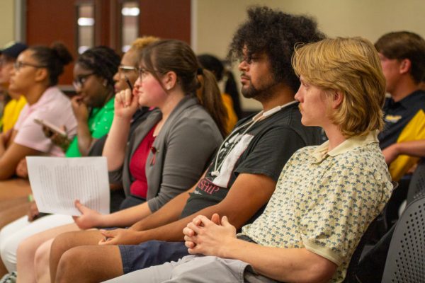 Students appear at the Student Government Association appropriations on Aug, 28. Most student organizations that visited the meeting said the recommended funding for their organization was insufficient. 