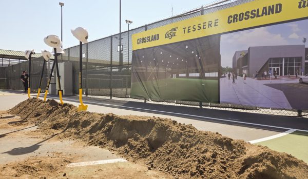 Shovels remain in the dirt next to Wilkins Stadium after university officials broke ground on the new project on Saturday morning. The $9.65 million stadium renovations will add an indoor practice facility, a team operations building and improvements to the fan experience.