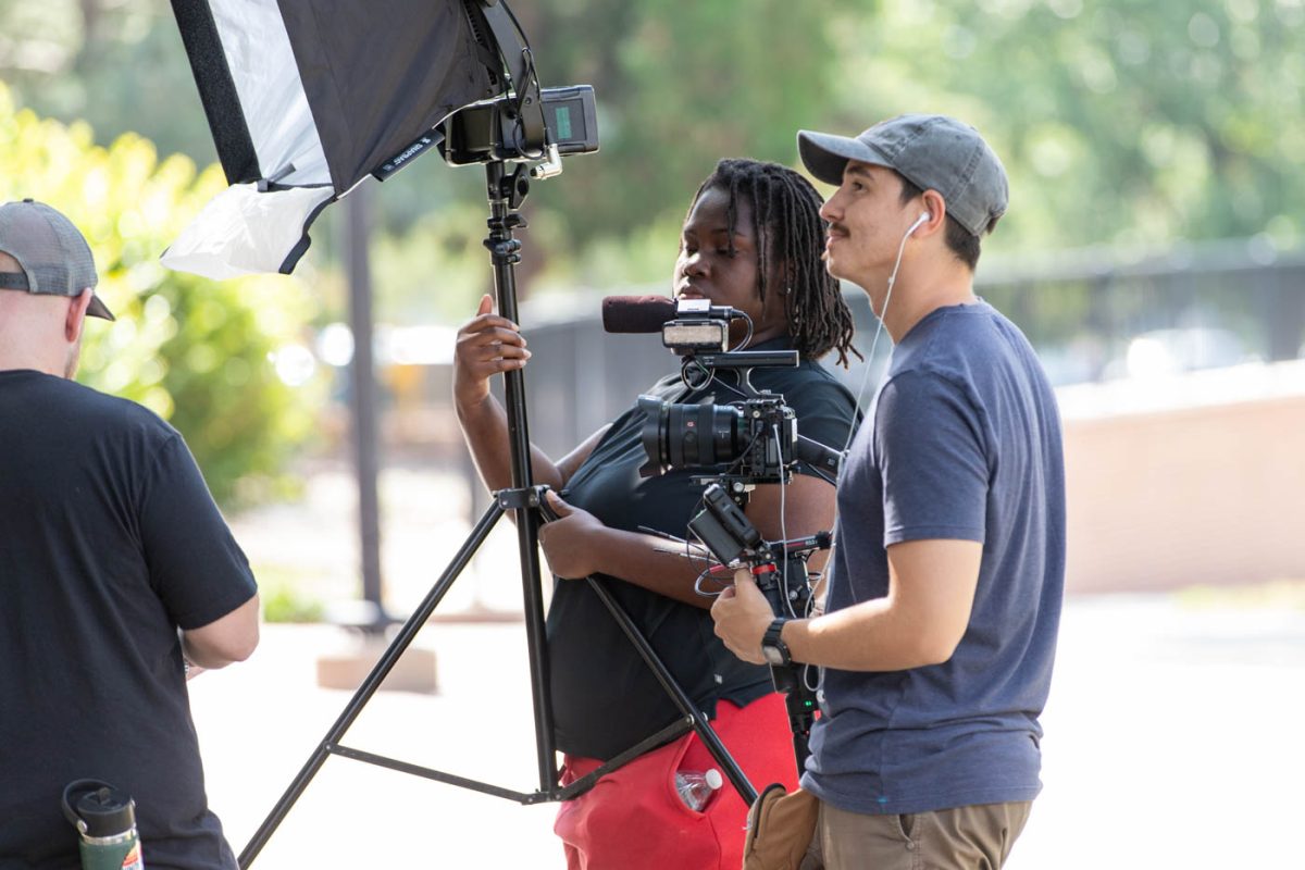 The crew from "The College Tour" film on campus on Sept. 11. The Amazon Prime show highlights different universities across the country.