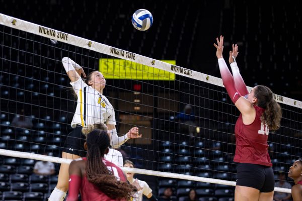 Morgan Stout attempts a kill during the fourth set against Temple on Sept. 27. Stout scored 13.5 points in the match.