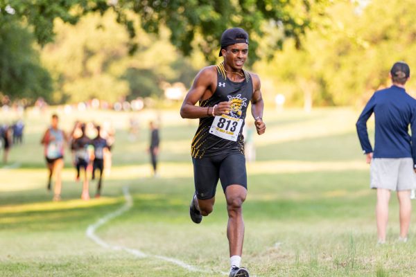 Junior Yared Kidane participates in the six kilometer race on Sept. 7. Kidane is running his first season in a Wichita State uniform and took third place at the JK Gold Classic.