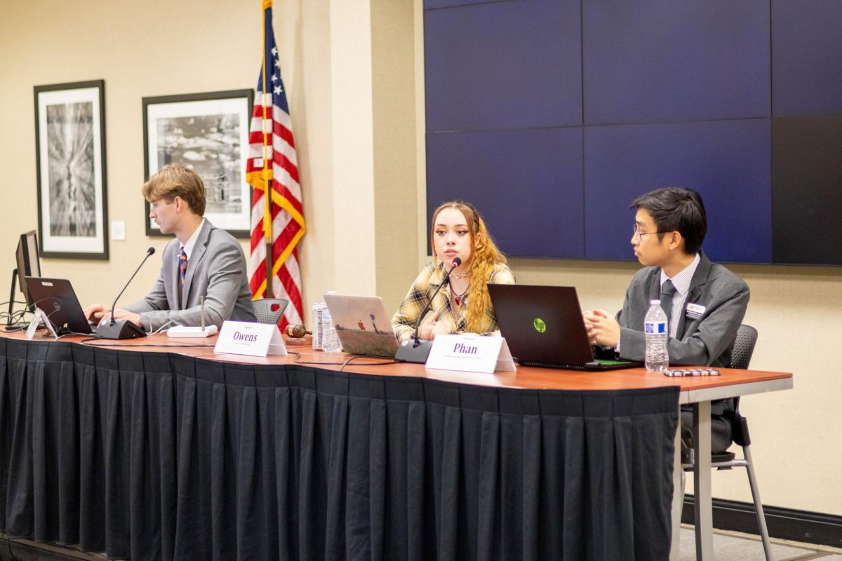 Victoria Owens, speaker of the SGA senate, answers a question from one of the representatives. SGA has weekly meetings to pass legislation related to WSU's students.