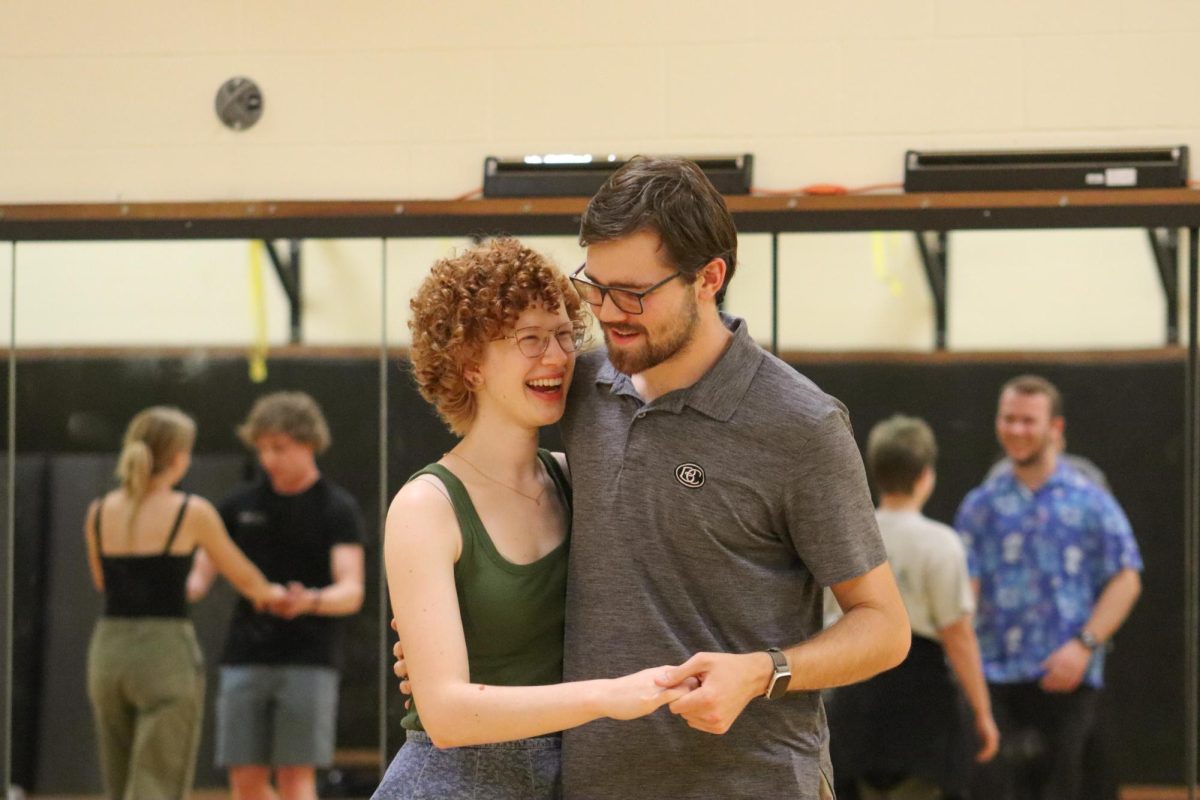 Undergrad Rebecca Reimer dances with her partner on Monday, Sept. 24, at a Westie Swing Club meeting. The club offered a welcoming atmosphere and encouraged participants of all skill levels to join.