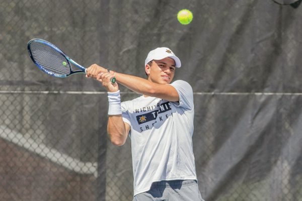 Arenui Luethi warms up during practice on Sept. 4, 2024. Luethi started his college career at Queens University in Charlotte, North Carolina. “I couldn’t see myself at Queens one more year,” Luethi said upon his decision to join WSU's tennis team.