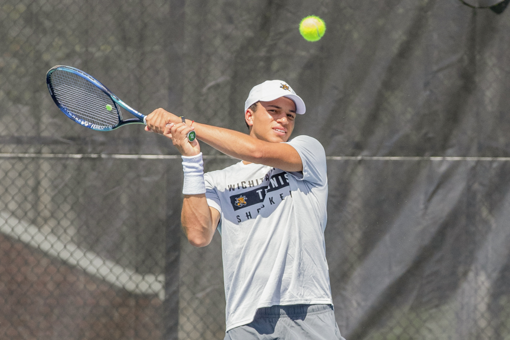 Arenui Luethi warms up during practice on Sept. 4, 2024. Luethi started his college career at Queens University in Charlotte, North Carolina. “I couldn’t see myself at Queens one more year,” Luethi said upon his decision to join WSU's tennis team.