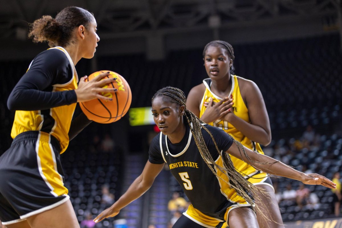 Ornella Niankan guards Jordan Jackson during the Oct. 5 scrimmage. Jackson is a redshirt sophomore and a transfer from Texas Woman's.