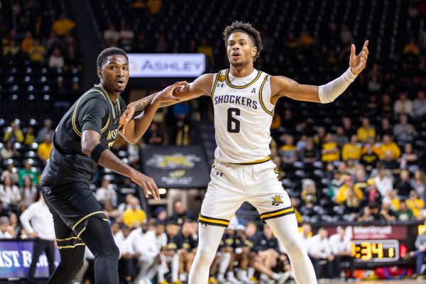 Corey Washington calls for the ball to be passed to him during the first half. Washington, a junior, is in his first season with Wichita State and scored 15 points on Oct. 27.