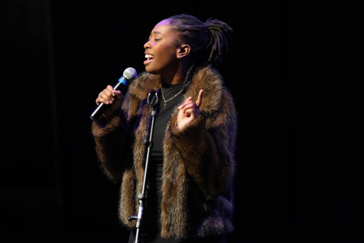 Taylor Sims performs as the opening act for the BSU Talent Show on Nov. 9. Sims sang "Don't You Worry 'Bout a Thing" by Stevie Wonder. 