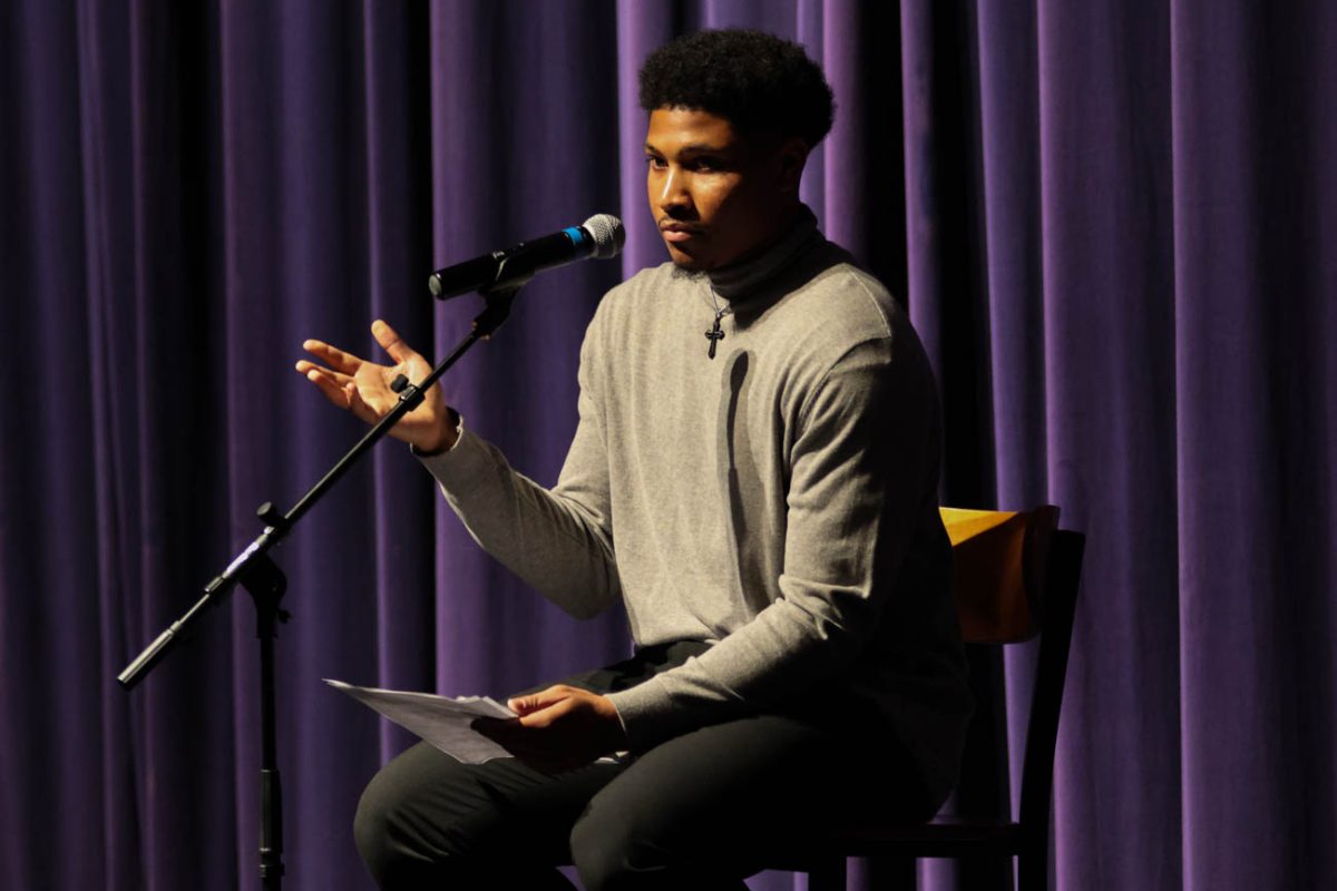 BSU Talent Show MC and WSU student Tamarea Jacques performs an original poem on Nov. 9.