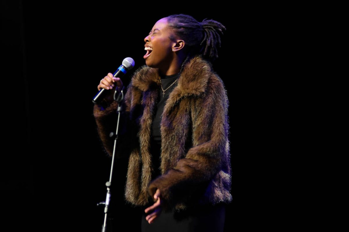 Taylor Sims performs as the opening act for the BSU Talent Show on Nov. 9. Sims sang "Don't You Worry 'Bout a Thing" by Stevie Wonder. 