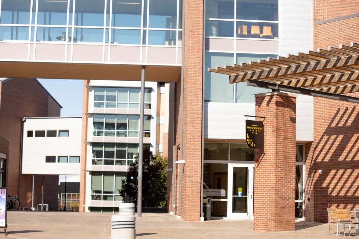 Shocker Hall, one of Wichita State's two residence options for new students. Shocker Hall also houses the university's dining hall.