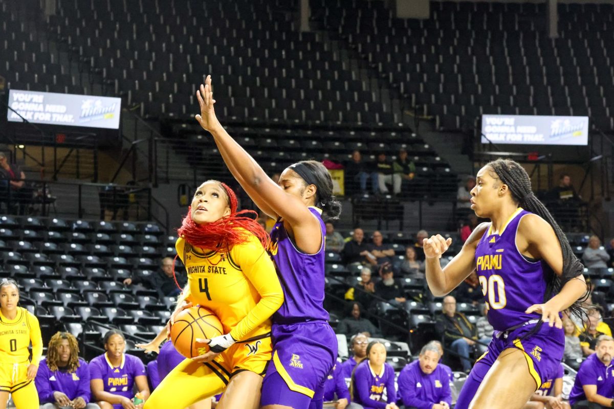 Redshirt Junior forward Jayla Murray goes up for a shot in the paint on Dec. 2. The Shockers scored 38 points in the paint in the win.