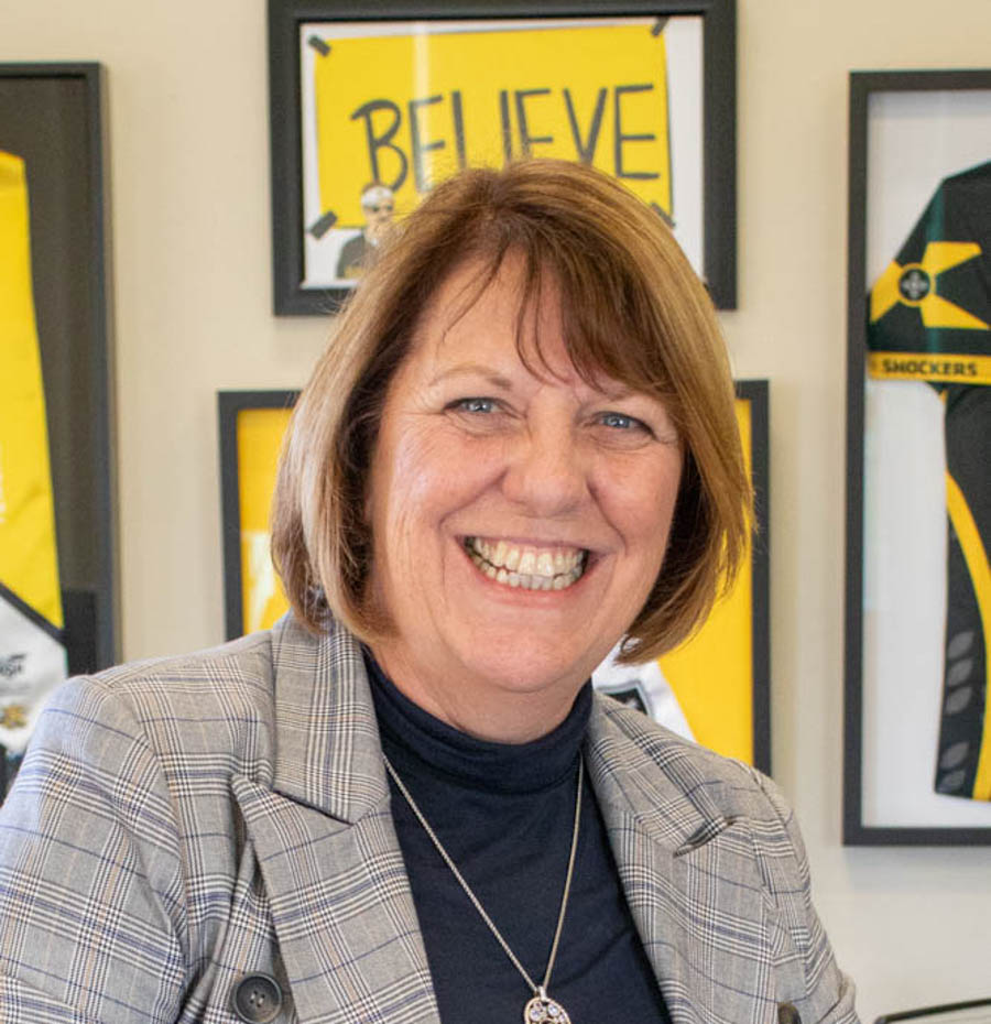 Wichita State Executive Vice President and Provost Shirley Lefever smiles for a photo. Lefever is set to retire from her role after nearly 20 years at the university at the end of 2024.