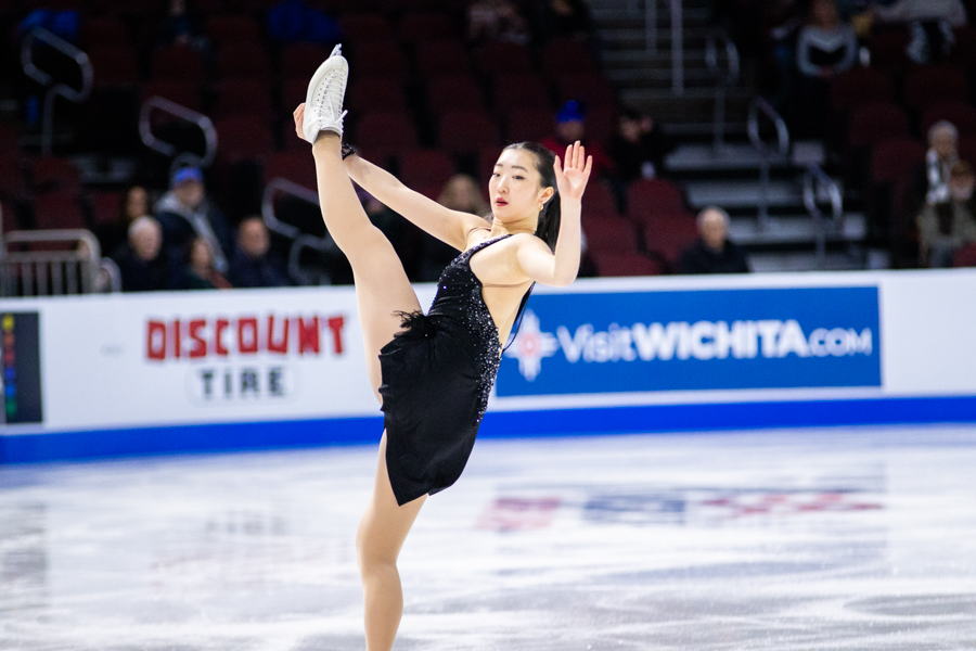 Ting Cui of the Baltimore Figure Skating Club glides around the rink during her Short Program performance. Cui placed 18th with a final score of 43.94.