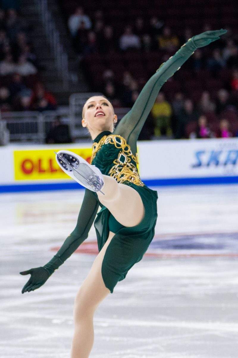 Bradie Tennell glides across the ice on Jan. 23 during the Championship Women / Short Program competition. Tennell placed second with a final score of 71.23.