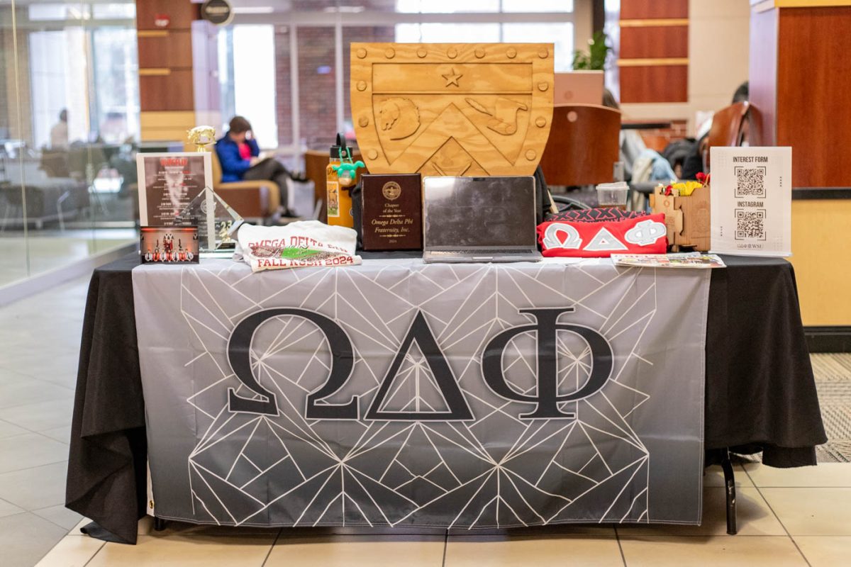 The Omega Delta Phi table at the involvement fair in the RSC on Jan. 30.