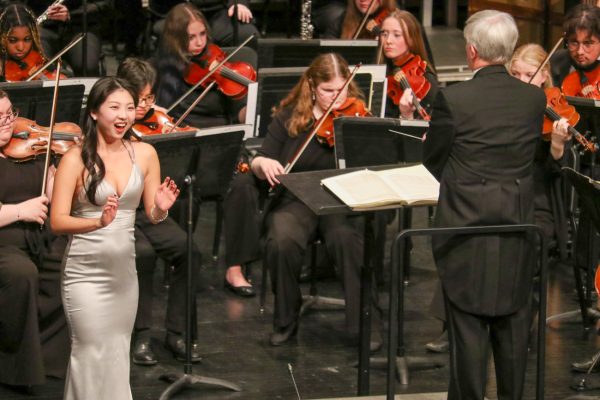 Soprano Pulip Han sings as Mark Laycock conducts the WSU Symphony Orchestra. Han was recently honored with an encouragement award from the Metropolitan Opera's Laffont Competition.