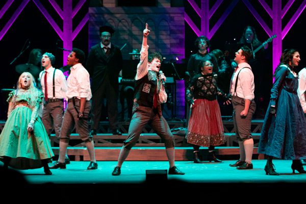 Freshman Solomon Puckett sings to the audience during a performance of "Spring Awakening" on Feb. 21. Puckett is currently pursuing a degree in Mechanical Engineering, with a minor in French.