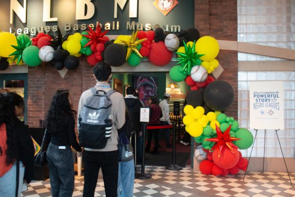 Wichita State students stand outside the Negro League Baseball Museum. Students visited Kansas City to learn about Black History with the Office of Student Engagement and Belonging on Feb. 15. 