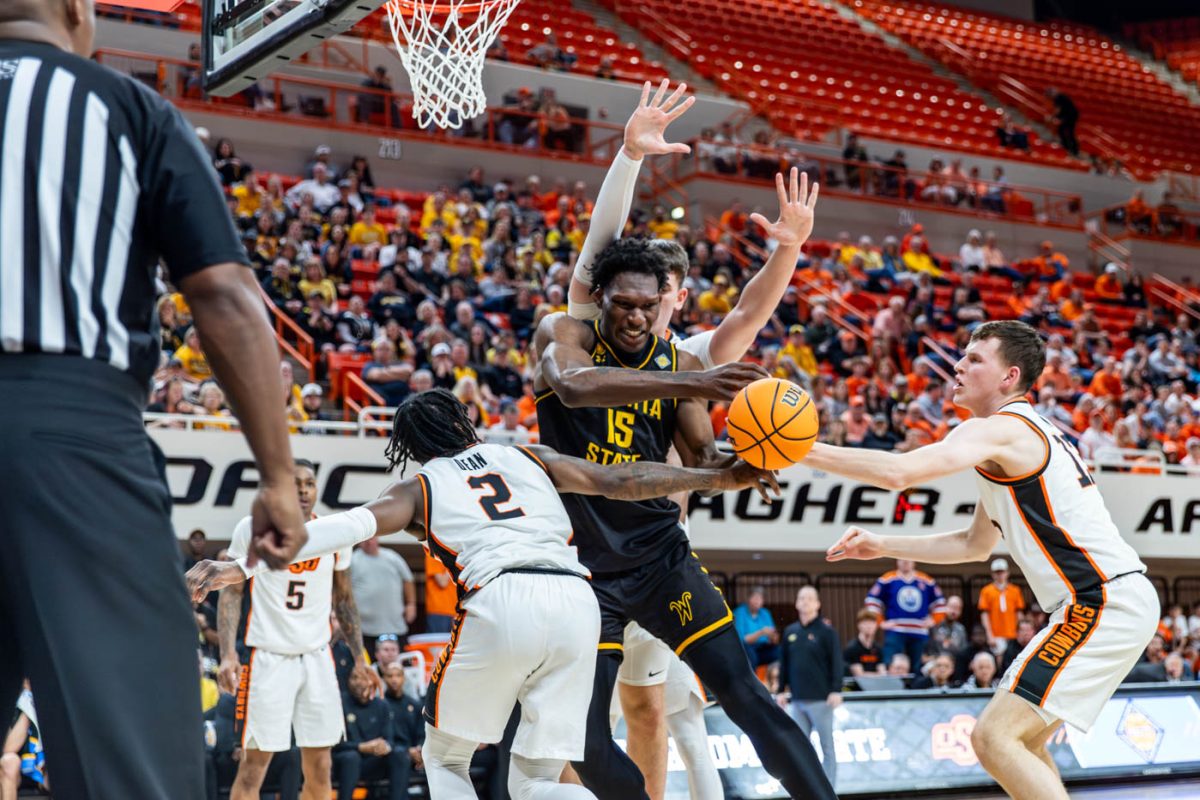 Quincy Ballard loses possession of the ball in the second half against Oklahoma State. Ballard scored 19 points during his 32 minutes of play.