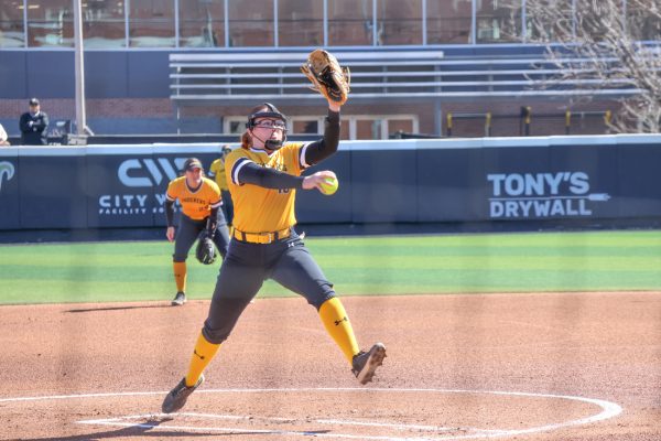 Freshman Ryley Nihart pitches against North Texas on March 16. Nihart has pitched in three of Wichita State's last four games.