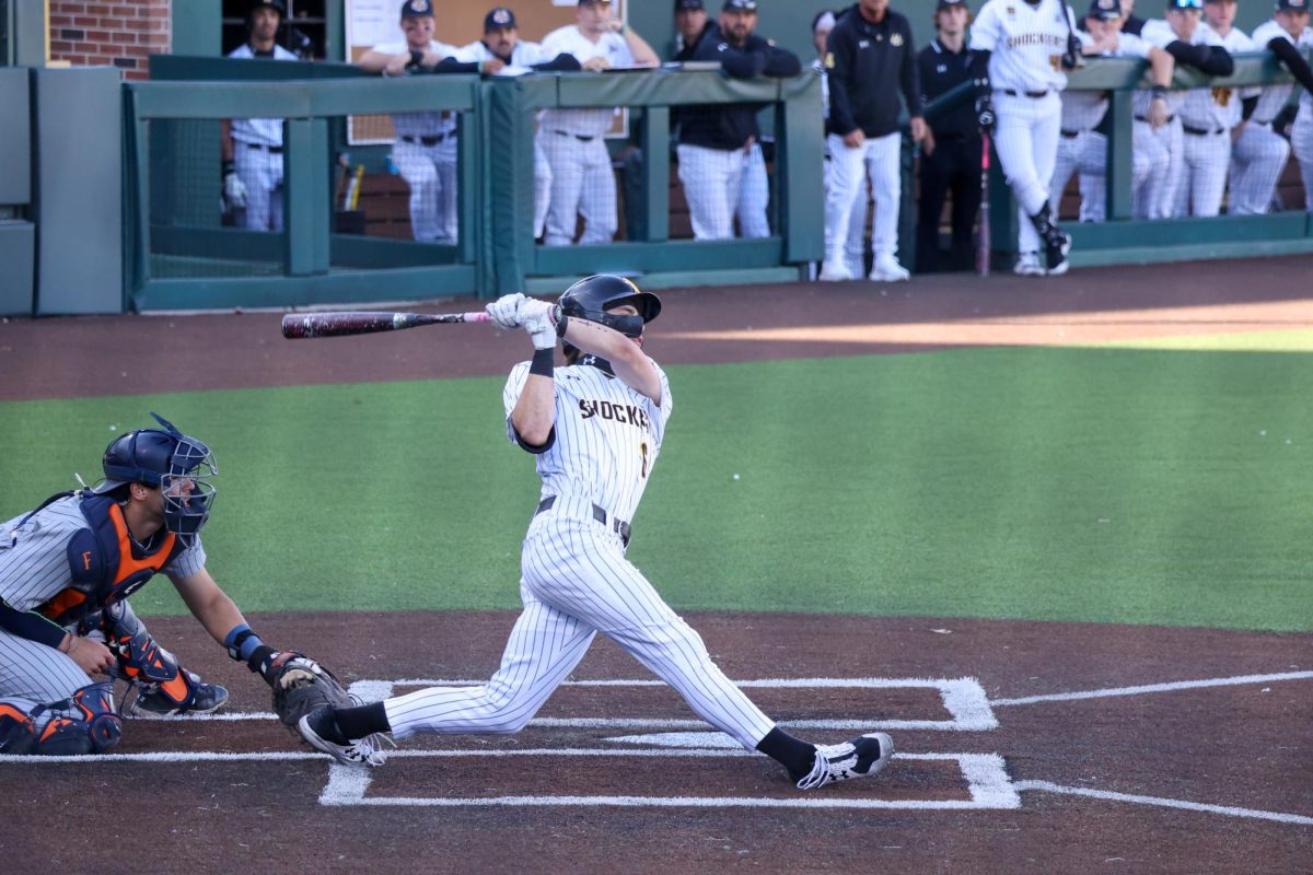 Sophomore Camden Johnson takes a healthy hack at the baseball on March 1. Johnson hit 1-5 from the plate against the Titans.