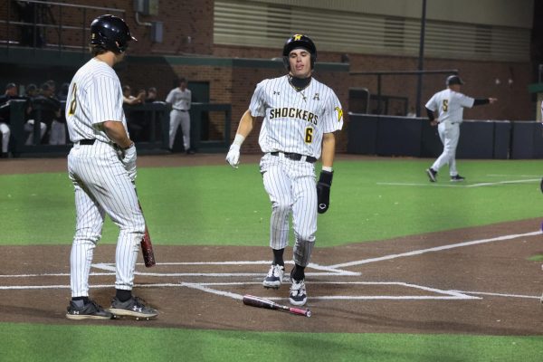 Sophomore Camden Johnson scores on a single against Louisiana Tech.  Johnson led the team in runs with four on March 14.